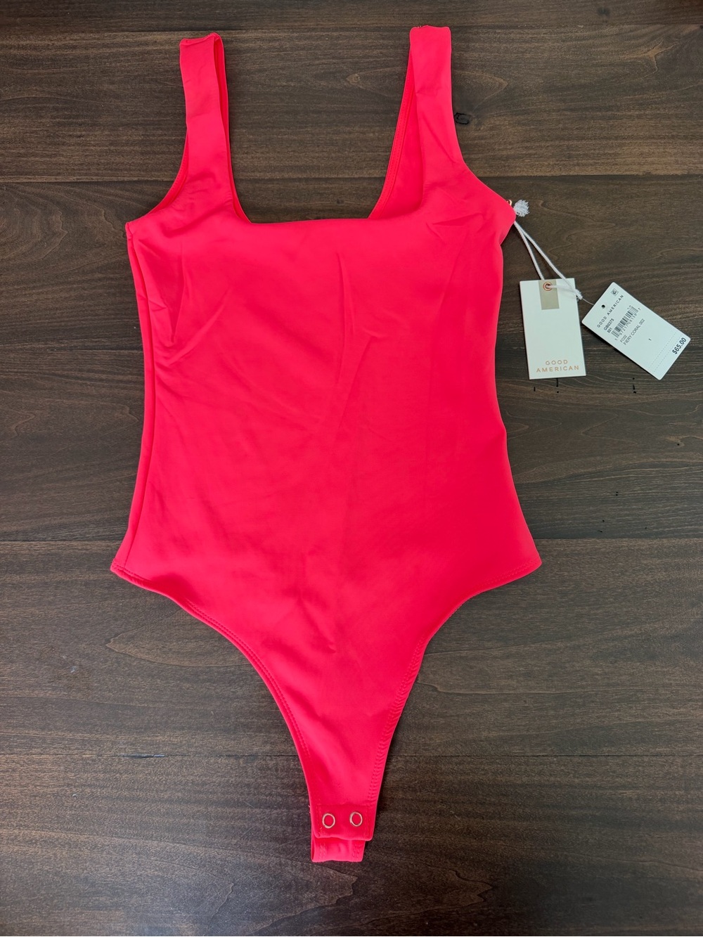 Good American Bright Pink Square Neck Bodysuit